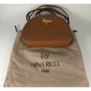 Vintage Nina Ricci Tan Leather Shoulder Bag with Dust Cover
